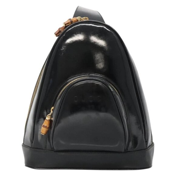 GUCCI Bamboo Body Bag Patent leather Black Gold - Picture 8 of 16